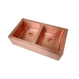 Bleu Provence Livia Zlew kuchenny podwójny półblatowy 91,5x53,5 brushed copper LVCP11BC