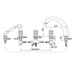 Bongio Cristallo bateria wannowa 5-otworowa z prysznicem 04531/D