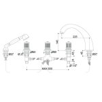 Bongio Impero bateria wannowa 5-otworowa z prysznicem 06531/D