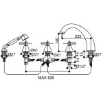 Bongio Oxford Lux bateria wannowa 5-otworowa z prysznicem 19531/D