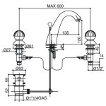 Bongio Radiant bateria umywalkowa 3-otworowa 02501