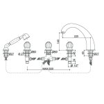 Bongio Rivolì bateria wannowa 5-otworowa z prysznicem 05531/D