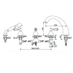 Bongio Zenith bateria wannowa 5-otworowa z prysznicem 23531/D