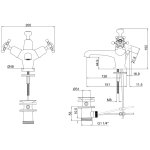 Burlington Bateria umywalkowa z korkiem automatycznym, bez pokręteł chrom T12-QT