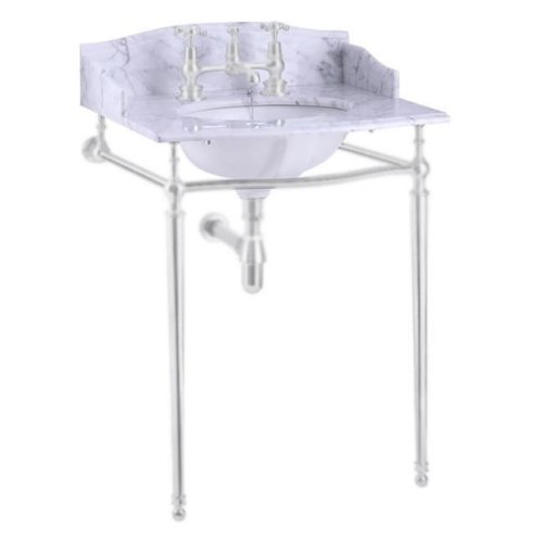 Burlington Blat 65 cm z umywalką podblatową 38 cm z 2 otworami na baterię Marmur Carrara G12TH