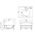 Burlington Blat 65 cm z umywalką podblatową 38 cm z 1 otworem na baterię Marmur Carrara G11TH