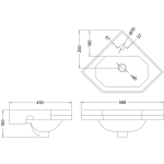 Burlington Corner Cloakroom Umywalka 59,8x45 biała B10