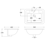 Burlington Countertop Vanity Umywalka 54x42,2 biała B131TH