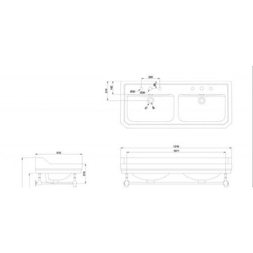 Burlington Edwardian Umywalka 120x51 biały B211TH