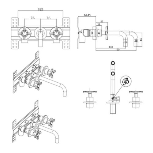 Burlington Element podtynkowy do baterii umywalkowej podtynkowej UK-130ROUGH