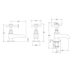 Burlington Stafford Bateria wannowa 2-otworowa z pokrętłami chrom STA13-QT+T1