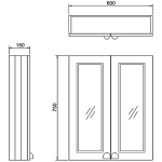 Burlington Szafka łazienkowa z lustrem 60 cm wisząca Szary F6MG