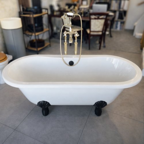   Burlington Windsor Wanna wolnostojąca 170x75 cm biała z odpływem i nogami czarnymi E3+L3B+1610008NS