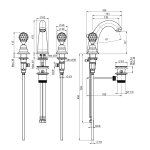 Carlo Frattini Elizabeth Bateria umywalkowa 3-otworowa z korkiem automatycznym Chrom F5101CCR