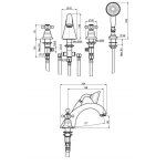 Carlo Frattini Elizabeth Bateria wannowa 4-otworowa z zestawem prysznicowym Chrom F5094CR