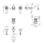 Carlo Frattini Herend Bateria umywalkowa ścienna Chrom F5401L/5CR