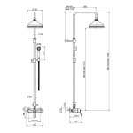 Carlo Frattini Lamp Bateria natryskowa z deszczownicą Ø 20 cm i słuchawką Chrom F3305/2CR