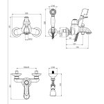 Carlo Frattini Lamp Bateria wannowo-natryskowa ze słuchawką natryskową Chrom F3304CR