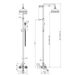 Carlo Frattini Olivia Bateria wannowa ścienna z deszczownicą Ø 208 mm i zestawem prysznicowym Chrom F5004/2CR