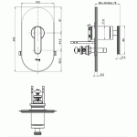 Carlo Frattini Park Line Bateria wannowa/prysznicowa podtynkowa z przełącznikiem element zewnętrzny chrom F1309X2CR