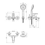 Carlo Frattini Serie 22 Bateria wannowa ścienna z zestawem prysznicowym Chrom F3834CR