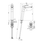 Carlo Frattini Serie 4 Bateria umywalkowa jednootworowa wysoka z korkiem Chrom F3761/HCR