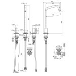 Carlo Frattini SO Bateria umywalkowa 3-otworowa z korkiem Chrom F3191DCR