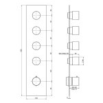 Carlo Frattini Spillo Steel Bateria podtynkowa termostatyczna z 4 zaworami wyjścia (element zewnętrzny) Inox F3089X4INOX