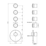 Carlo Frattini Spillo Steel Bateria podtynkowa termostatyczna z 4 zaworami wyjścia (element zewnętrzny) Inox F3083X4INOX