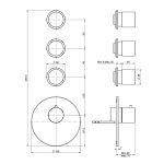 Carlo Frattini Spillo Steel Bateria podtynkowa termostatyczna z 3 zaworami wyjścia (element zewnętrzny) Inox F3083X3INOX