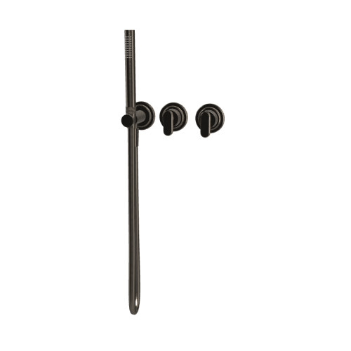  Fima Carlo Frattini Park Lane Bateria wannowa/prysznicowa podtynkowa z zestawem prysznicowym element zewnętrzny brushed black chrome F1319WX8CS