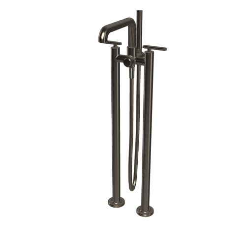  Fima Carlo Frattini Park Lane Bateria wannowa wolnostojąca podtynkowa ze słuchawką i wężem element zewnętrzny brushed black chrome F1304/4CS