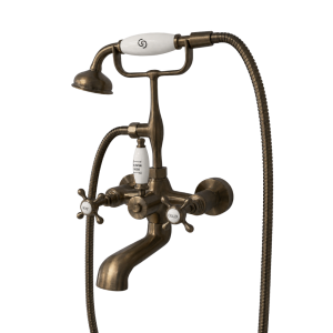   Galatea Design Retro Bateria wannowa ścienna z zestawem prysznicowym old brass GDT8OLB W MAGAZYNIE!!