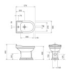 Gentry Home Balasani Bidet stojący z otworem na baterię Biały 4015