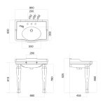 Gentry Home Coventry Umywalka ścienny 86x60 cm z otworem na baterię Biała 2341