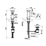 Gessi Origini Bateria bidetowa jednootworowa z korkiem warm bronze brushed pvd 66007.726