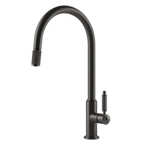   Gessi Venti20 Bateria kuchenna obrotowa z wyciąganą wylewką black metal brushed pvd 60622.707 W MAGAZYNIE!!
