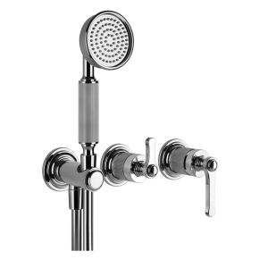 Gessi Venti20 Bateria natryskowa ścienna z przełącznikiem 2-drożnym, słuchawką i wężem element zewnętrzny chrom 65036.031
