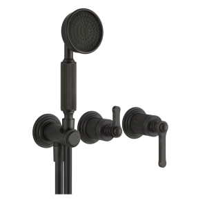 Gessi Venti20 Bateria natryskowa ścienna z przełącznikiem 2-drożnym, słuchawką i wężem element zewnętrzny aged bronze 65036.187