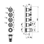Gessi Venti20 Bateria termostatyczna + 4 zawory element zewnętrzny chrom 65338.031