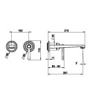 Gessi Venti20 Bateria umywalkowa ścienna z wylewką 21,5 cm element zewnętrzny brass brushed pvd 65089.727