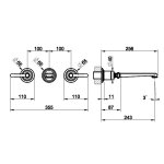 Gessi Venti20 Bateria umywalkowa 3-otworowa z długą wylewką element zewnętrzny chrom 65090.031