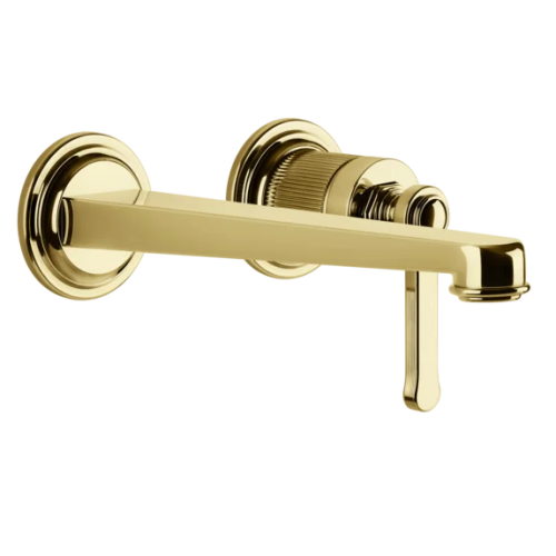Gessi Venti20 Bateria umywalkowa ścienna z wylewką 21,5 cm element zewnętrzny gold pvd 65089.246