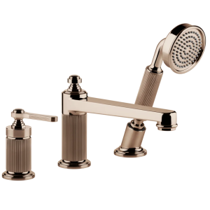 Gessi Venti20 Bateria wannowa 3-otworowa z przełącznikiem, wężem 1,5 m, słuchawką i wylewką copper pvd 65037.030