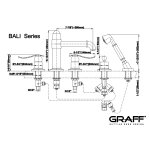 Graff Bali Bateria wannowa 5-otworowa z zestawem prysznicowym Chrom E-2151-LM20B