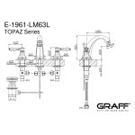 Graff Topaz Bateria bidetowa 3-otworowa z korkiem Chrom E-1961-LM63L