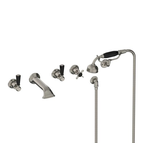 Lefroy Brooks Classic Bateria wannowa 5-otworowa ścienna z zestawem prysznicowym oraz uchwytem Silver Nickel BL1247NK