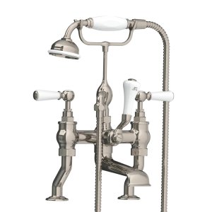 Lefroy Brooks Classic Bateria wannowa 2-otworowa z zestawem prysznicowym Silver Nickel WL1100NK