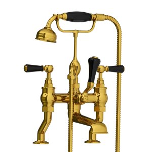 Lefroy Brooks Classic Bateria wannowa 2-otworowa z zestawem prysznicowym Polished Brass BL1100PB
