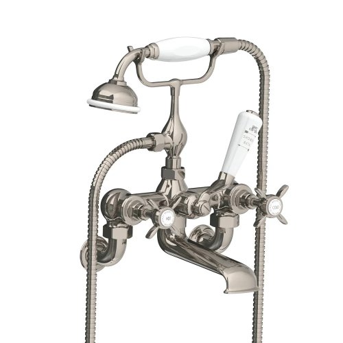 Lefroy Brooks Classic Bateria wannowa ścienna z zestawem prysznicowym Silver Nickel LB1166NK